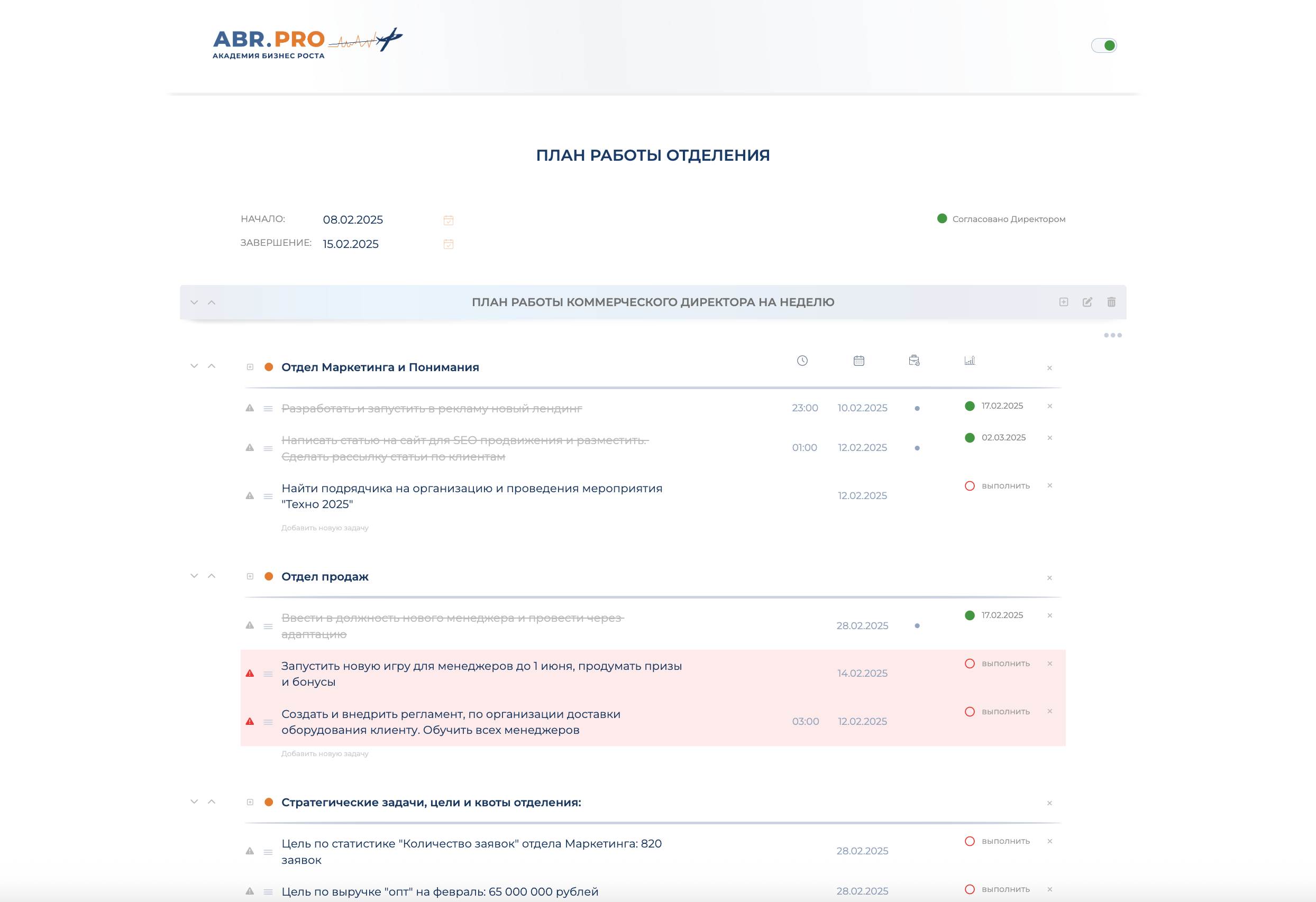 Пример плана, созданного в конструкторе сервиса ABR PRO